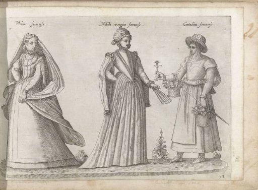 Three women from Ferrara of different social ranks, dressed according to the fashion of ca. 1580