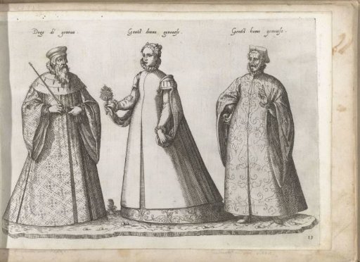 A woman and two men dressed according to the fashion of Genoa, ca. 1580