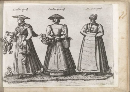 Three women in rural Italian clothing, ca. 1580