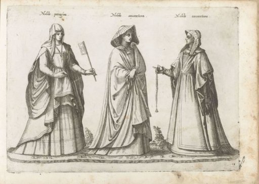 Three women dressed according to the fashion of Perugia and Ancona, ca. 1580