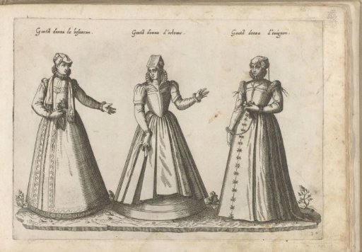 A woman from Besançon, one from Orléans and one from Avignon, dressed according to the French fashion of ca. 1580