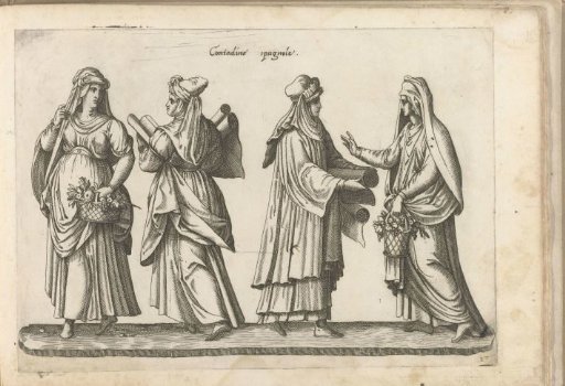 Four Spanish merchant women dressed according to the fashion of ca. 1580