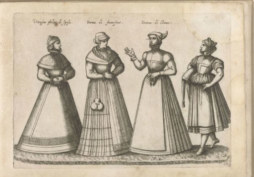 Four women dressed according to the fashion in Frankfurt and Cleves of ca. 1580