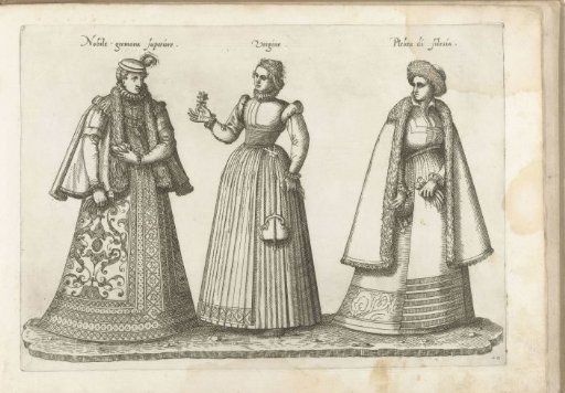 Three women dressed according to the German fashion of ca. 1580