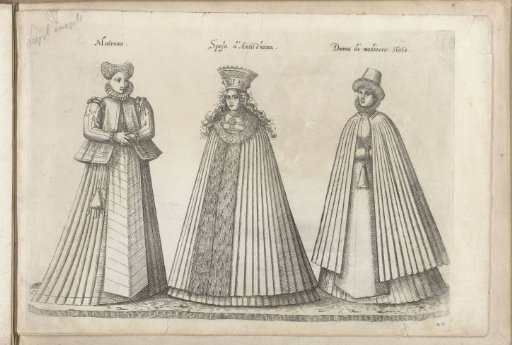 Three women of different social ranks dressed according to the German fashion of ca. 1580