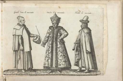 Three men, dressed according to the Russian fashion of ca. 1580