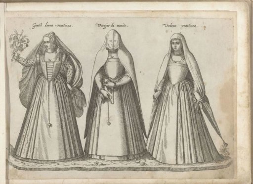 Three women, dressed according to the Venetian fashion of ca. 1580