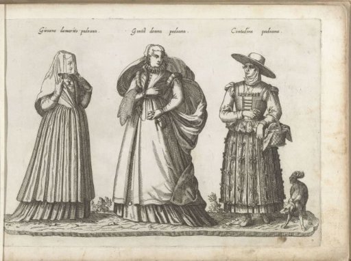 Drie vrouwen uit Padua, gekleed volgens de mode van ca. 1580