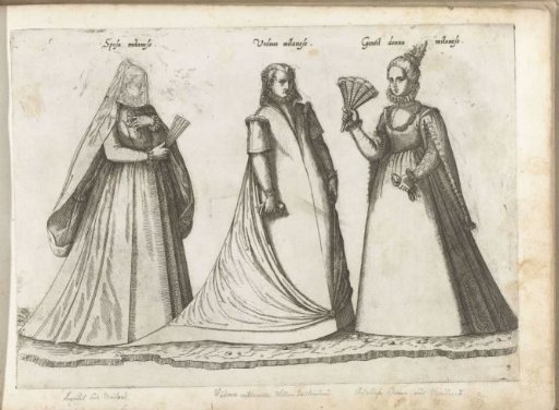 Drie vrouwen, gekleed volgens de Milanese mode ca. 1580