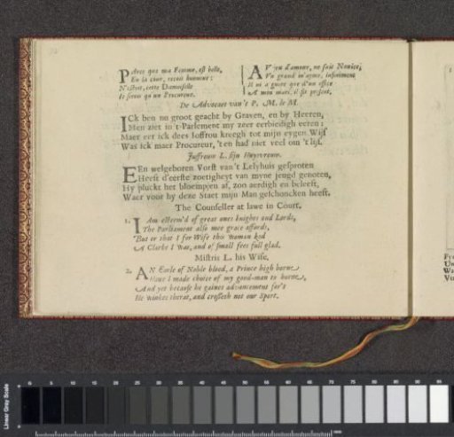Quatrains accompanying scenes of a lawyer and his wife