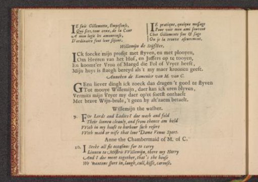Quatrains accompanying scenes of a stiff woman and a lady's maid