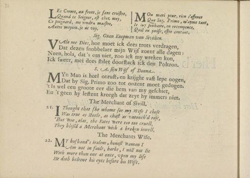 Quatrains accompanying depictions of a merchant from Seville and his wife