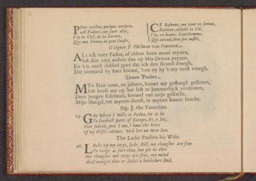 Quatrains accompanying depictions of a nobleman from Venice and his wife Paulina