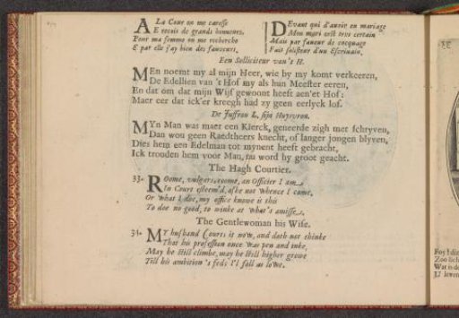 Quatrains accompanying depictions of a job applicant from The Hague and his wife