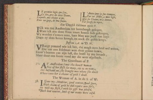 Quatrains accompanying depictions of a German nobleman and a woman from Amsterdam