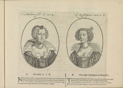 Portraits of the courtesans named Mademoiselle E.S.R. and Bassonpiere or Rockefort