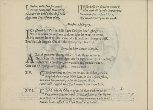 Quatrains accompanying the portraits of the courtesans named Mistress Magery of Richmond and her maid Dorothee