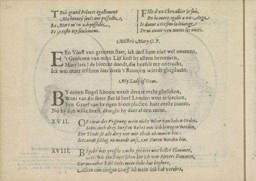 Quatrains accompanying the portraits of the courtesans named Mistress Mary C.P. and Lady of Oxm.