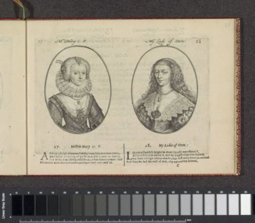 Portraits of the courtesans named Mistress Mary C.P. and Lady of Oxm.