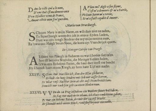 Quatrains accompanying the portraits of the courtesans named Maria of Strasbourg and butcher's wife Catrijn of Prague