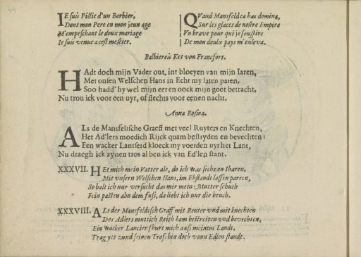 Quatrains accompanying the portraits of the courtesans Balbiereis Ket of Frankfurt and Anna Rosina