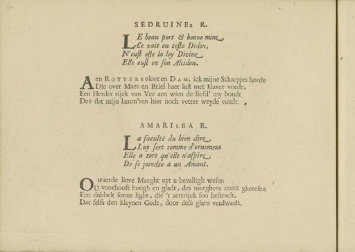 Quatrains for the performances of Sedruinea R. and Amarilea R.