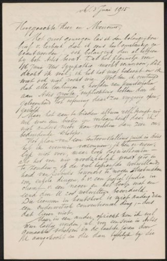 Letter to Max Wilhelm Carl Weber and Anne Antoinette Weber-Van Bosse