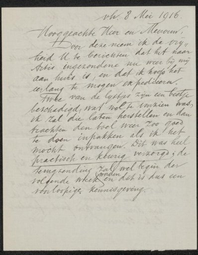 Letter to Max Wilhelm Carl Weber and Anne Antoinette Weber-Van Bosse