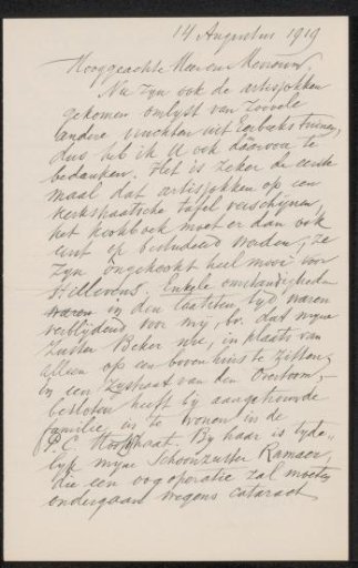 Letter to Max Wilhelm Carl Weber and Anne Antoinette Weber-Van Bosse