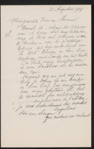 Letter to Max Wilhelm Carl Weber and Anne Antoinette Weber-Van Bosse