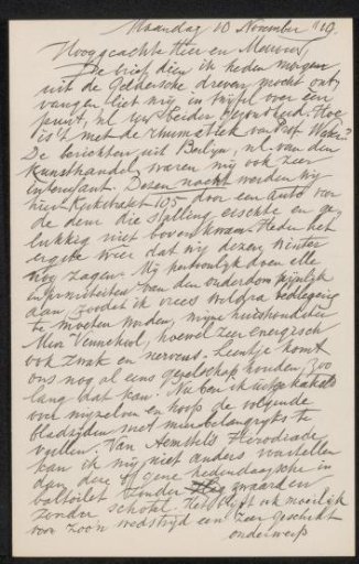 Letter to Max Wilhelm Carl Weber and Anne Antoinette Weber-Van Bosse