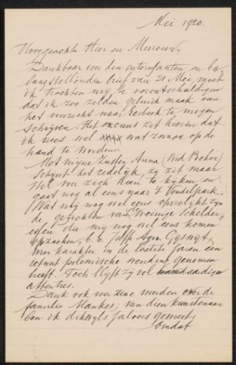 Letter to Max Wilhelm Carl Weber and Anne Antoinette Weber-Van Bosse