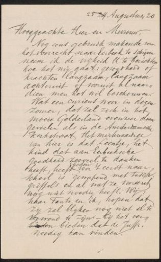 Letter to Max Wilhelm Carl Weber and Anne Antoinette Weber-Van Bosse