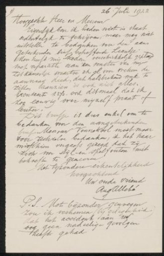 Letter to August Max Wilhelm Carl Weber and Anne Antoinette Weber-Van Bosse