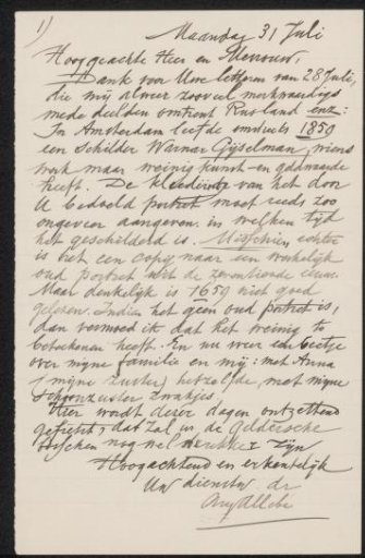 Letter to Max Wilhelm Carl Weber and Anne Antoinette Weber-Van Bosse