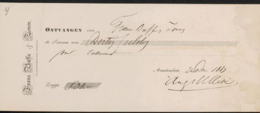 Receipt for August Allebé