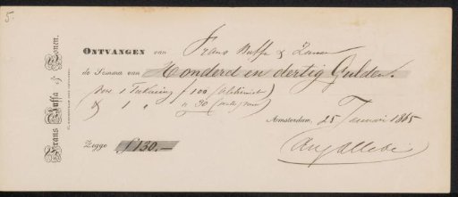 Receipt for August Allebé