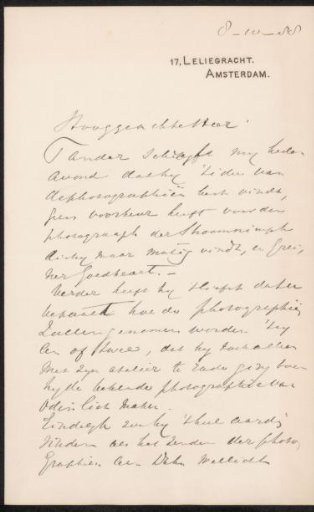 Letter to August Allebé