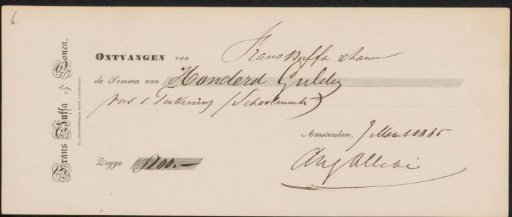 Receipt for August Allebé