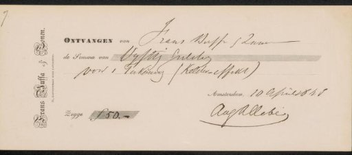 Receipt for August Allebé