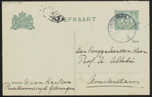 Letter card to August Allebé