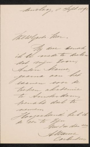 Letter to August Allebé