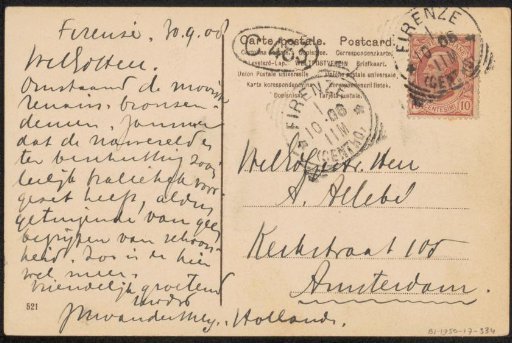 Postcard to August Allebé