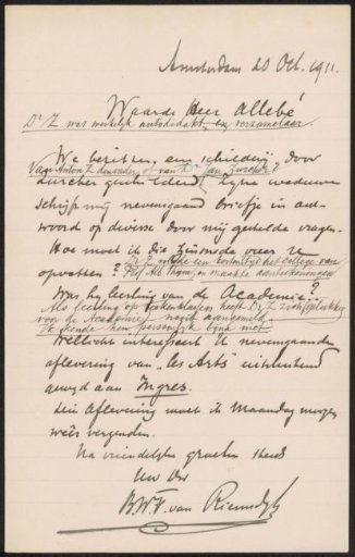 Letter to August Allebé