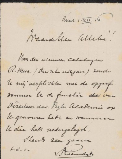 Letter to August Allebé