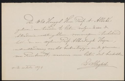 Letter to August Allebé