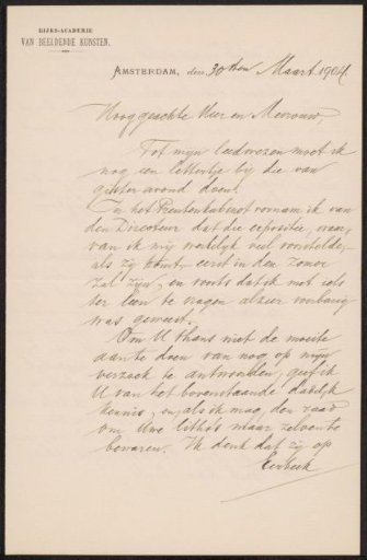Letter to Max Wilhelm Carl Weber and Anne Antoinette Weber-Van Bosse