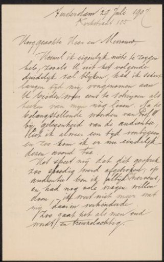 Letter to Max Wilhelm Carl Weber and Anne Antoinette Weber-Van Bosse