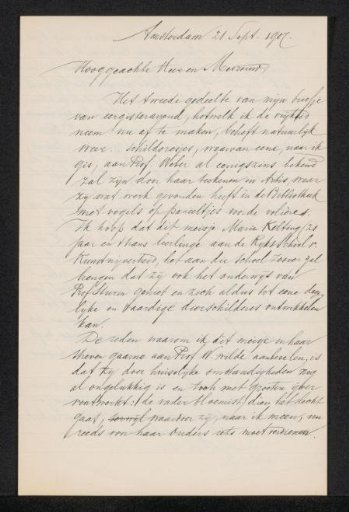 Letter to Max Wilhelm Carl Weber and Anne Antoinette Weber-Van Bosse