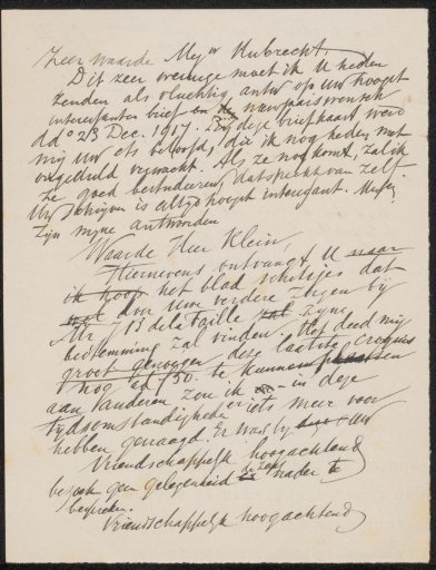 Draft letter to Maria Hubrecht and draft letter to Mr. Klein